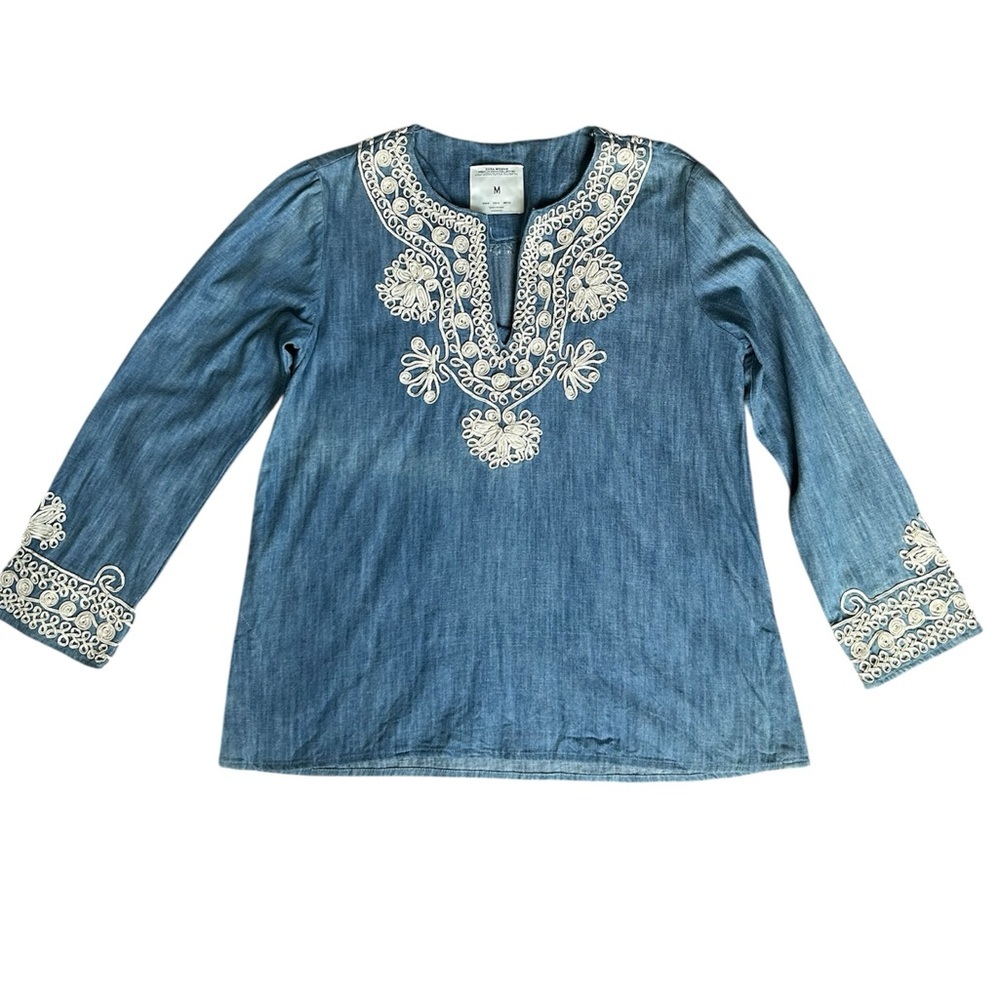 ZARA Woman Premium Denim Collection with V-neck size medium - Picture 5 of 11